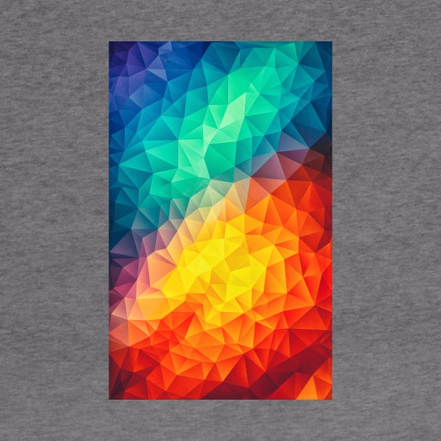 Abstract Polygon Multi Color Cubism Low Poly Triangle Design by badbugs